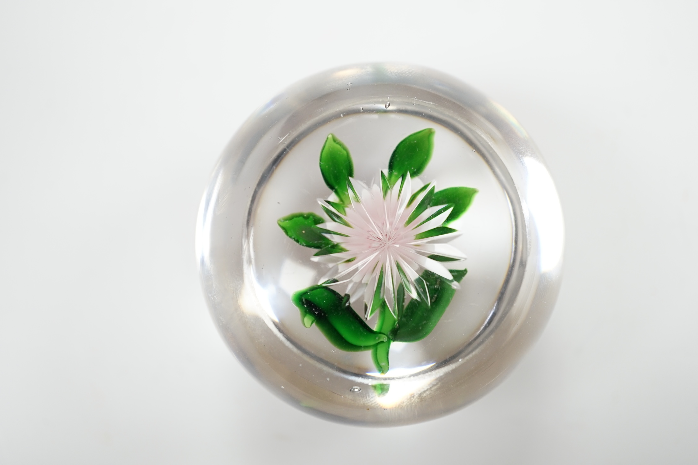 A Baccarat glass dog-rose paperweight, 6cm in diameter